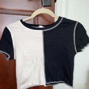 Half Black Half White Cropped Garage Tee